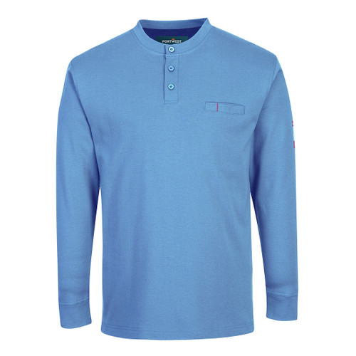 PORTWEST FR32LBRXL  - FR Antistatic Henley T-Shirt - Lake - XL