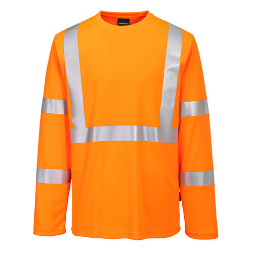 PORTWEST S199ORRXL - Hi-Vis Pocketless T-Shirt L/S - Orange - XL