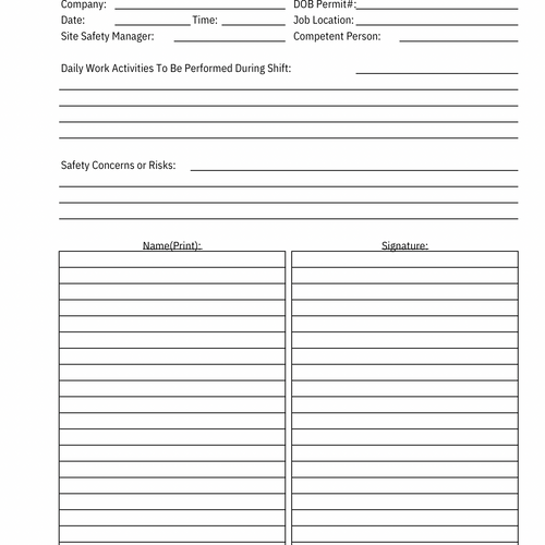 Daily PRE-SHIFT SAFETY MEETING 30 pages