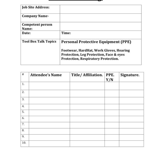 Daily Job Site Toolbox Talk 30 pages