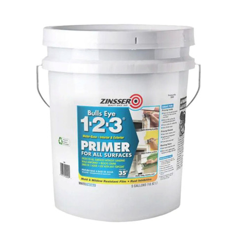 Bulls Eye 1-2-3 5 gal. Water-Based Primer For All Surfaces - Tintable White