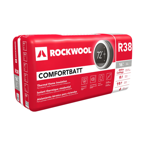 ROCKWOOL RXCB381525 Comfortbatt R38 Stone Wool Insulation  9.5 in. x 15-1/4 in. x 47 in. (19.9 SQF)