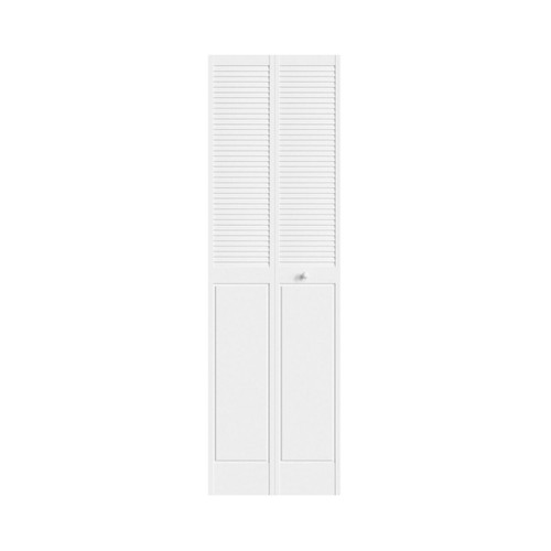 24 in. x 80 in. Bifold Door - Louver/Panel - Primed White Pine