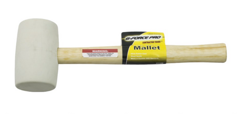G-FORCE White Rubber Mallet Wood Handle 16 oz.