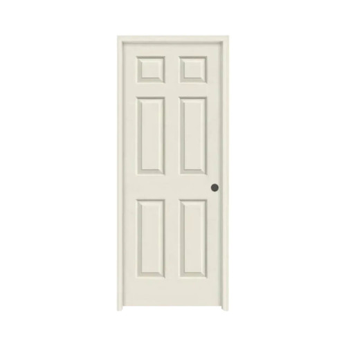 28 in. x 78 in. Textured 6-Panel Composite Solid Core Prime Molded Single Prehung Interior Door with Trim