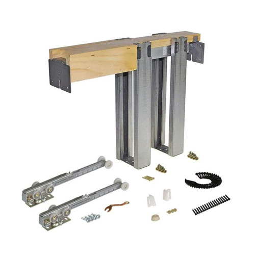 28 in. to 36 in. x 80 in. Steel Pocket Door Frame with Soft Close & Open