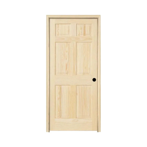 30 in. x 80 in. 6 Panel - Pine Unfinished Left-Hand Solid Wood Prehung Door