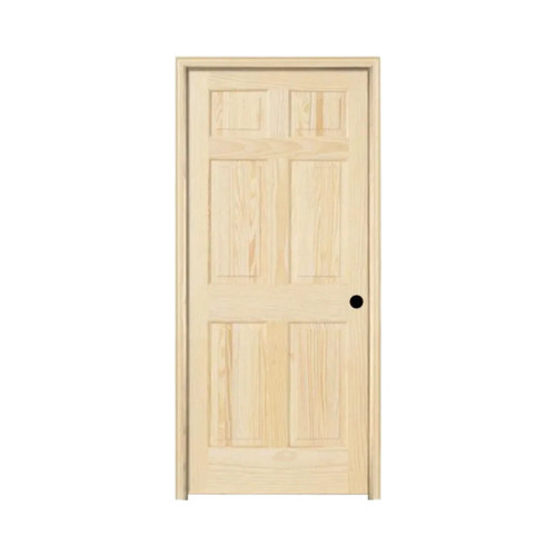 32 in. x 80 in. 6 Panel - Pine Unfinished Left-Hand Solid Wood Prehung Door