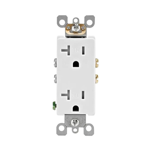 Decora 20 Amp Ultrasonic Tamper Resistant Duplex Outlet - White