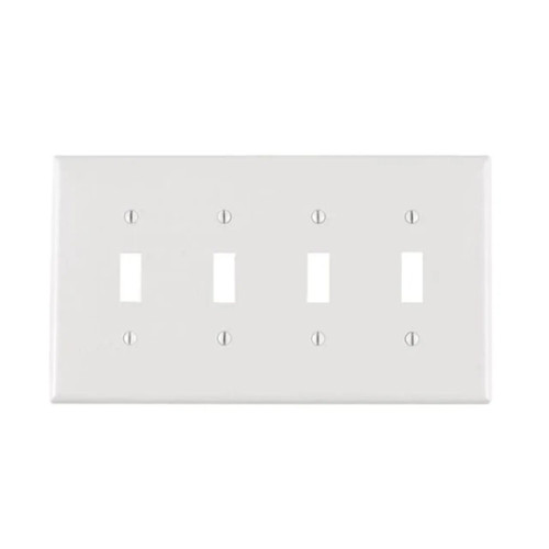 Wall Plate - 4 Gang Toggle - White