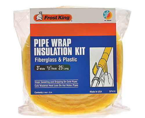 FROSTKING Fiberglass Pipe Wrap Kit 3 in. X 1/2 in  X 25 ft. Plus Plastic Vapor Barrier