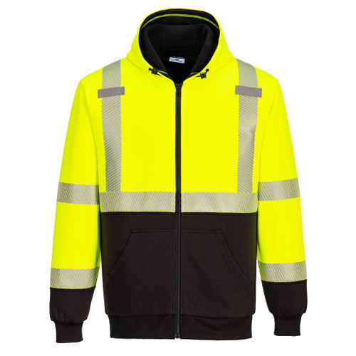 PORTWEST UB325YBRXL Hi-Vis Thermal Zipped Hoodie - Yellow/Black - XL