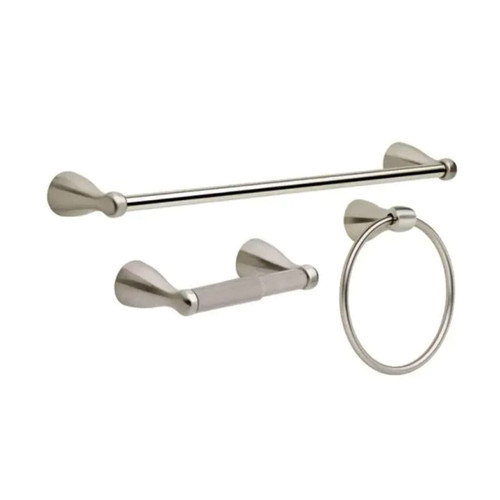 Foundations 3-Piece Bath Hardware Set with 18 in. Towel Bar - Brushed Nickel