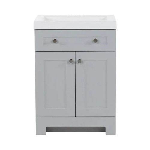 Everdean 24-1/2 in. x 18-3/4 in. Bathroom Vanity in Pearl Gray with Cultured Marble Vanity Top in White with White Basin