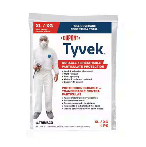 TRIMACO 141232 Tyvek Coveralls With Hood and Boots, XL