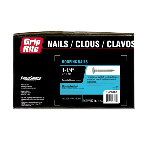 GRIP-RITE 114EGRFG #11 x 1-1/4 in. Electrogalvanized Roofing Nails (50 lb.) (10900/Pack)
