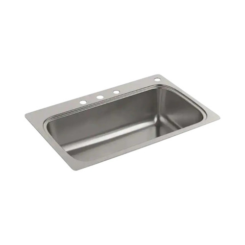 Verse 33 in. 4-Hole Single Bowl Kitchen Sink Drop-in - Stainless Steel