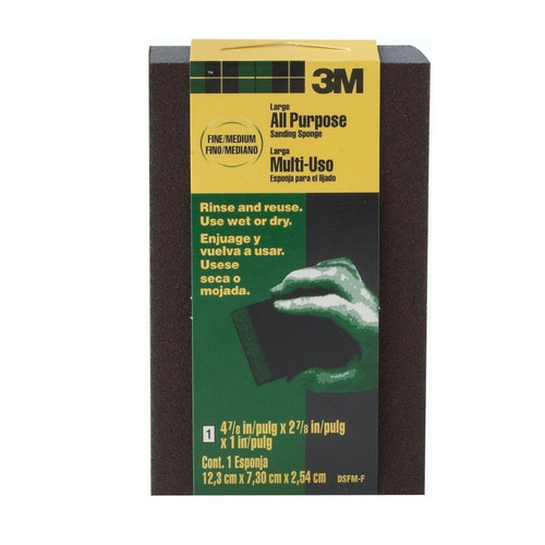 3M DSFM-F-ESF-10 4-7/8 in. x 2-7/8 in. x 1 in. Fine/Medium Grit Large All Purpose Sanding Sponge