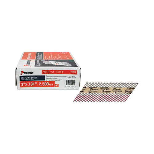 3 in. x 0.131 Ga 30-Degree Brite Smooth Shank Paper Tape Framing Nails (2500/Pack)