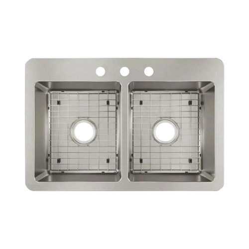 Avenue 33 in. 50/50 Double Bowl Kitchen Sink with Bottom Grid Drop-in/Undermount - Stainless Steel