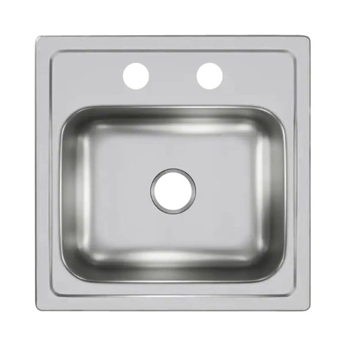 15 in. 20 Ga 2-Hole Drop-in Bar Sink - Stainless Steel