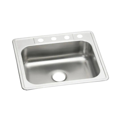 25 in. 4-Hole Single Bowl Kitchen Sink Drop-In - Stainless Steel