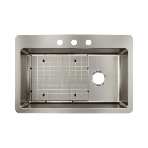 Avenue 33 in. Single Bowl Kitchen Sink with Bottom Grid Drop-in/Undermount - Stainless Steel