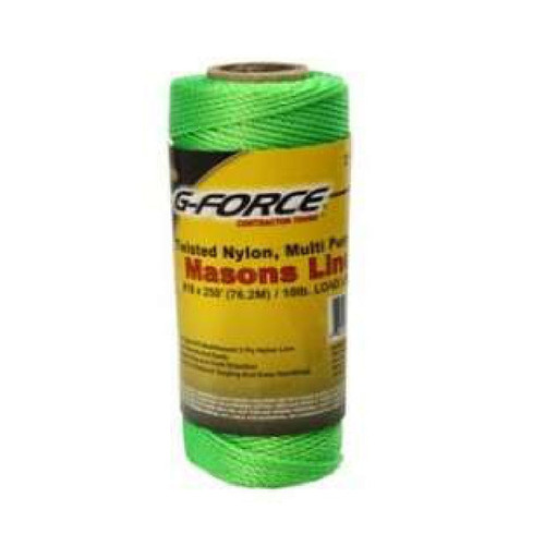 G-FORCE 27125 Twisted Nylon Mason Line - Neon Green #18 x 250 ft. Tube