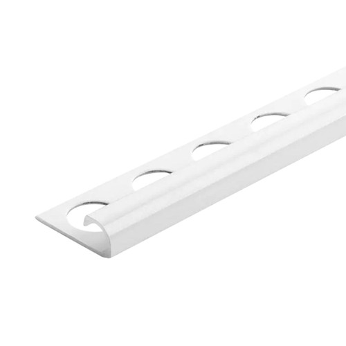 3/8 in. x 98-1/2 in. Aluminum R-Round Bullnose Metal Tile Edging Trim - Bright White