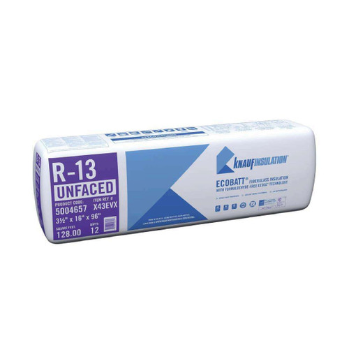 KNAUF R-13 EcoBatt Kraft Unfaced Fiberglass Insulation Batt 3-1/2 in. x 16 in. x 96 in. (128 sq ft)
