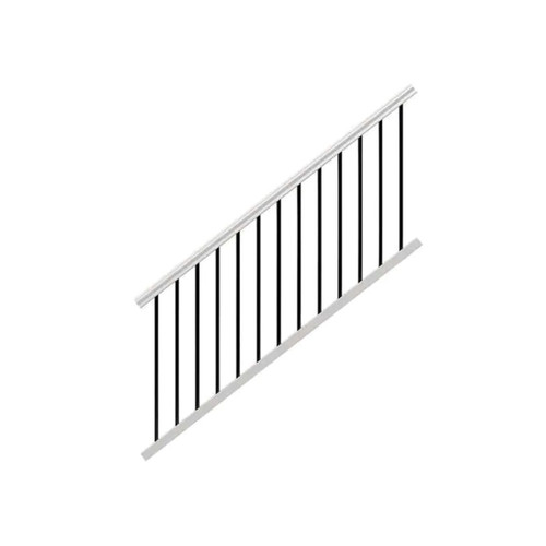 36 in. x 6 ft. White PolyComposite Stair Rail Kit with Black Metal Balusters