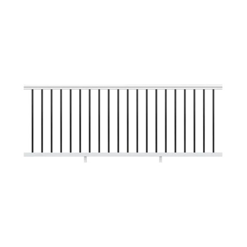 36 in. x 8 ft. White PolyComposite Rail Kit with Black Metal Balusters