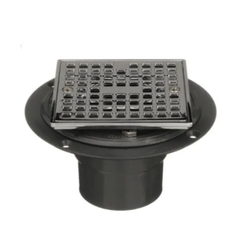 4-3/16 in. PVC Shower Drain with Square Cover - Chrome