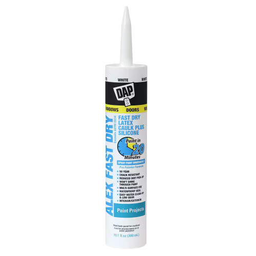 DAP 18425 Alex Fast Dry Paint and Trim White Paintable Latex Caulk 10.1-oz