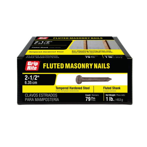 GRIP-RITE 212TFMAS1 #9 x 2-1/2 in. Fluted Masonry Nails (1 lb.) (79/Pack)