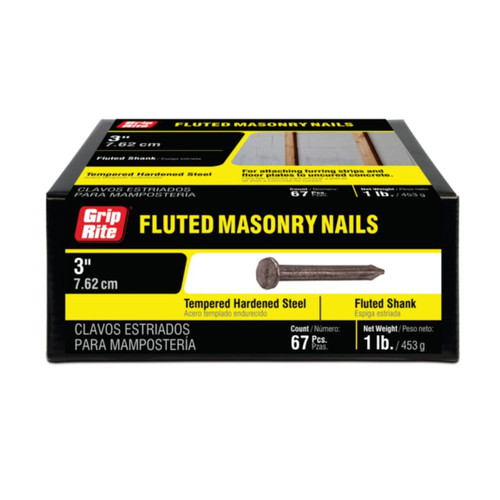 GRIP-RITE 3TFMAS1 #9 x 3 in. Fluted Masonry Nails (1 lb.) (67/Pack)