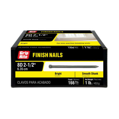 GRIP-RITE 8F1 #12-1/2 x 2-1/2 in. 8D Bright Finish Nails (1 lb.) (166/Pack)