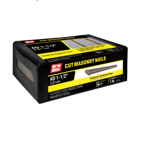 GRIP-RITE 4CUTMAS1 1-1/2 in. 4D Tempered Hardened Steel Cut Masonry Nails (1 lb.) (76/Pack)