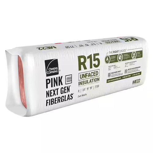 OWENS CORNING R15 15 in. x 93 in. Unfaced Fiberglass Insulation Batt 78SQ FT