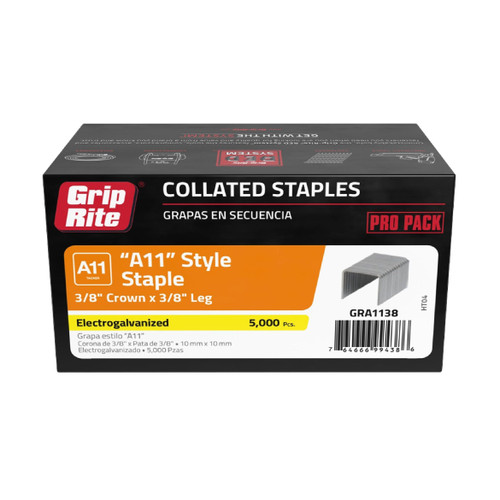 GRIP-RITE GRA1138 3/8 in. x 3/8 in. A11-Style Tacker Electrogalvanized Collated Staples (5000/Pack)