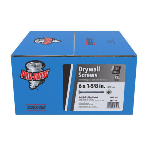 PRO-TWIST SDZ158 #6 x 1-5/8 in. Zinc Plated #2 Phillips Bugle Head Fine Thread Drywall Screws (25 lb.) (5000/Pack)