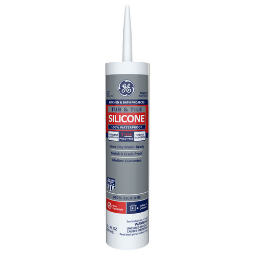 10.1 oz GE White Silicone 1 Tub & Shower  Sealant White Cartridge