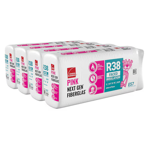 OWENS CORNING R38 24 in. x 48 in. Attic Faced Fiberglass Batt Insulation 64SQ FT