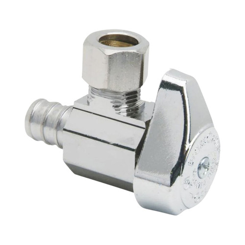 1/2 in. Crimp PEX Barb Inlet x 3/8 in. Compression Outlet Angle Valve - Chrome