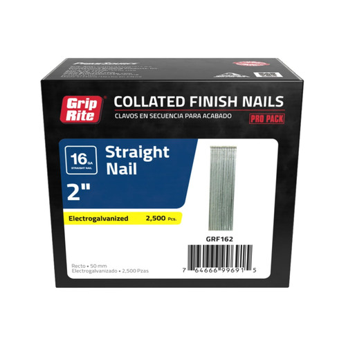 GRIP-RITE GRF162 2 in. 16-Gauge Electrogalvanized Collated Finish Nails (2500/Pack)