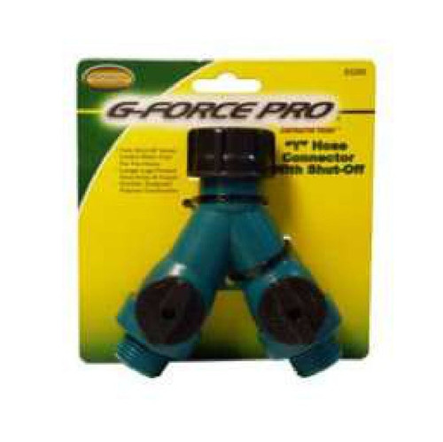 G-FORCE 53200 Heavy Duty Poly Y Hose Connector With Shut Off Valve Carded