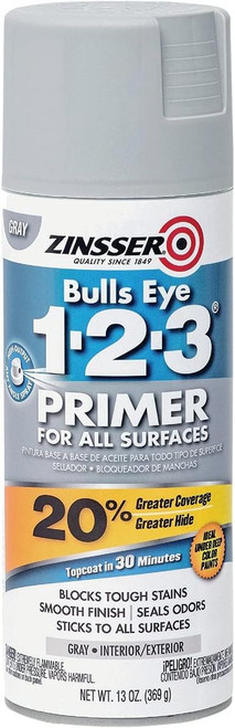 Zinsser Bulls Eye 1-2-3 Grey Primer for All Surfaces 13 oz.