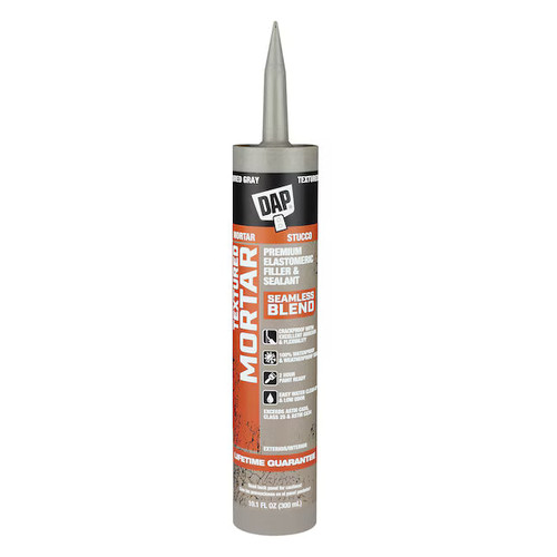 DAP Premium Textured Mortar Exterior and Specialty Gray Paintable Acrylic Urethane Elastomeric Sealant Caulk 10.1-oz
