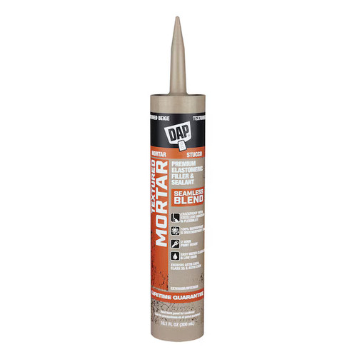 DAP Premium Textured Mortar Exterior and Specialty Beige Paintable Acrylic Urethane Elastomeric Sealant Caulk 10.1-oz