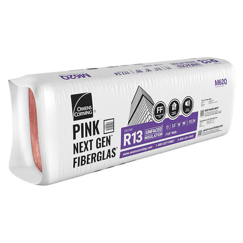 OWENS CORNING R13 16 in. x 96 in. Wall Unfaced Fiberglass Batt Insulation 117SQ FT